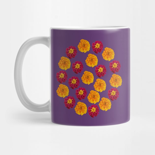Red and Orange Marigold Floral Group by ellenhenryflorals